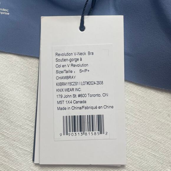NWT Knix Revolution V-Neck Bra Chambray Blue Size Small Wireless Comfy - Picture 6 of 6